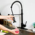 thumbnail image 3 of Kitchen Faucet with Pull Down Sprayer Commercial Solid Brass Kitchen Sink Faucet Single Handle Lever Spring Kitchen Faucet Matte Black Matte Black, 3 of 5