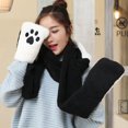 thumbnail image 6 of XIAOCHA Womens Panda‑Print Hooded Scarf Hat Plush Hats for Fall Winter Walk Hoodedscrafthats,Black, 6 of 7