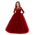 thumbnail image 2 of Glisme Fashion Girls Dresses Size 10-11 Y Kids Performance Formal Dress Flower Lace Wedding Dress Bowknot Party Gown Wine Sundress For Girl, 2 of 7