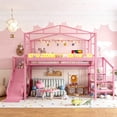 thumbnail image 2 of Bellemave Full Size Loft Bed with Slide and Staircase, Metal Loft Beds with USB Port and LED Light, House Bed Frame with Storage and Play Space (Full,Black), 2 of 9