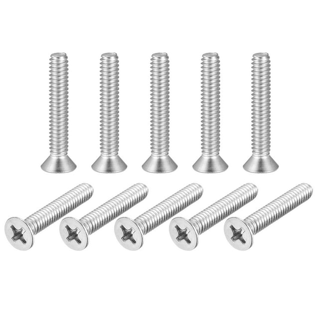 Unique Bargains 1/4-20x1-1/2' Tête Plate Machine Phillips Vis 304 Acier Inoxydable Polissage 25 Pack