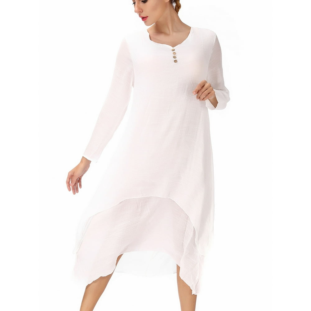 SAYFUT - SAYFUT Women's Cotton Loose Linen Maternity Dress Long Sleeve ...