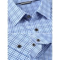 thumbnail image 4 of Demotime Men's Gingham Button Down Stretch Business Casual Blouse L Blue Plaid, 4 of 5