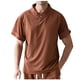 thumbnail image 2 of Camisa Elvqul de Hombre Algodón Casuales Café Manga Corta sin Estampado Solapa Abotonada, 2 of 7