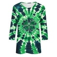 thumbnail image 4 of Xuyuer St. Patrick's Day Graphic Tee - Ladies' Relaxed Fit Crew Neck 3/4 Sleeve Top for Irish Festival Outings, Pub Crawl Events, Luck-Themed Casual Wear & Shamrock Print Street Style, 4 of 5