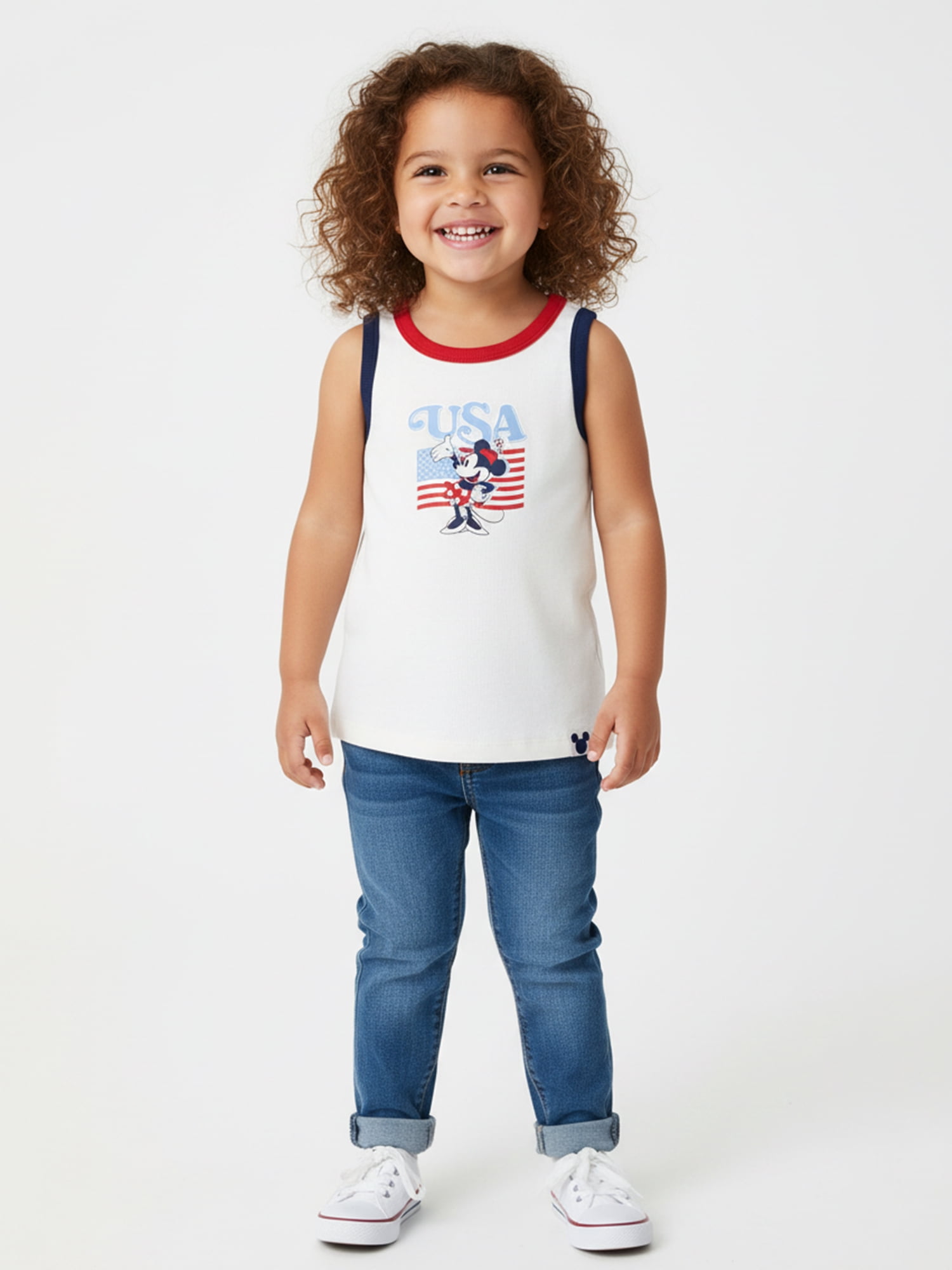 Disney Minnie Mouse Toddler Girls American Flag Graphic Tank Top, Sizes 12M-5T
