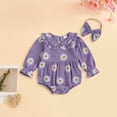 thumbnail image 2 of Staki Newborn Baby Girl Outfit Smocked Bubble Romper Ruffle Long Sleeve Bow Bodysuit Jumpsuit Clothes 0-18M,0-3 Months, 2 of 8