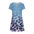 thumbnail image 3 of CQCYD Summer Dresses 2024, Women Short-Sleeved Crew Neck Dress Casual Printed T-Shirt Dress Knee-Length Holiday Dress Leisure Sales Today Clearance Light Blue M, 3 of 4
