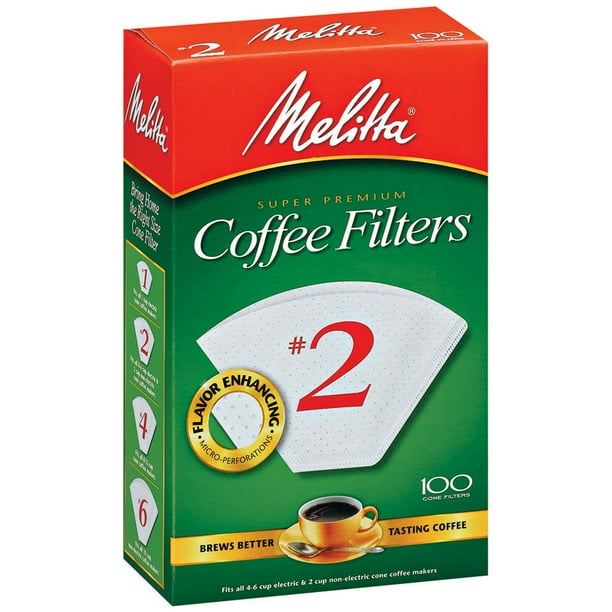 Melitta 2 White Cone Coffee Filters, 100 Ct