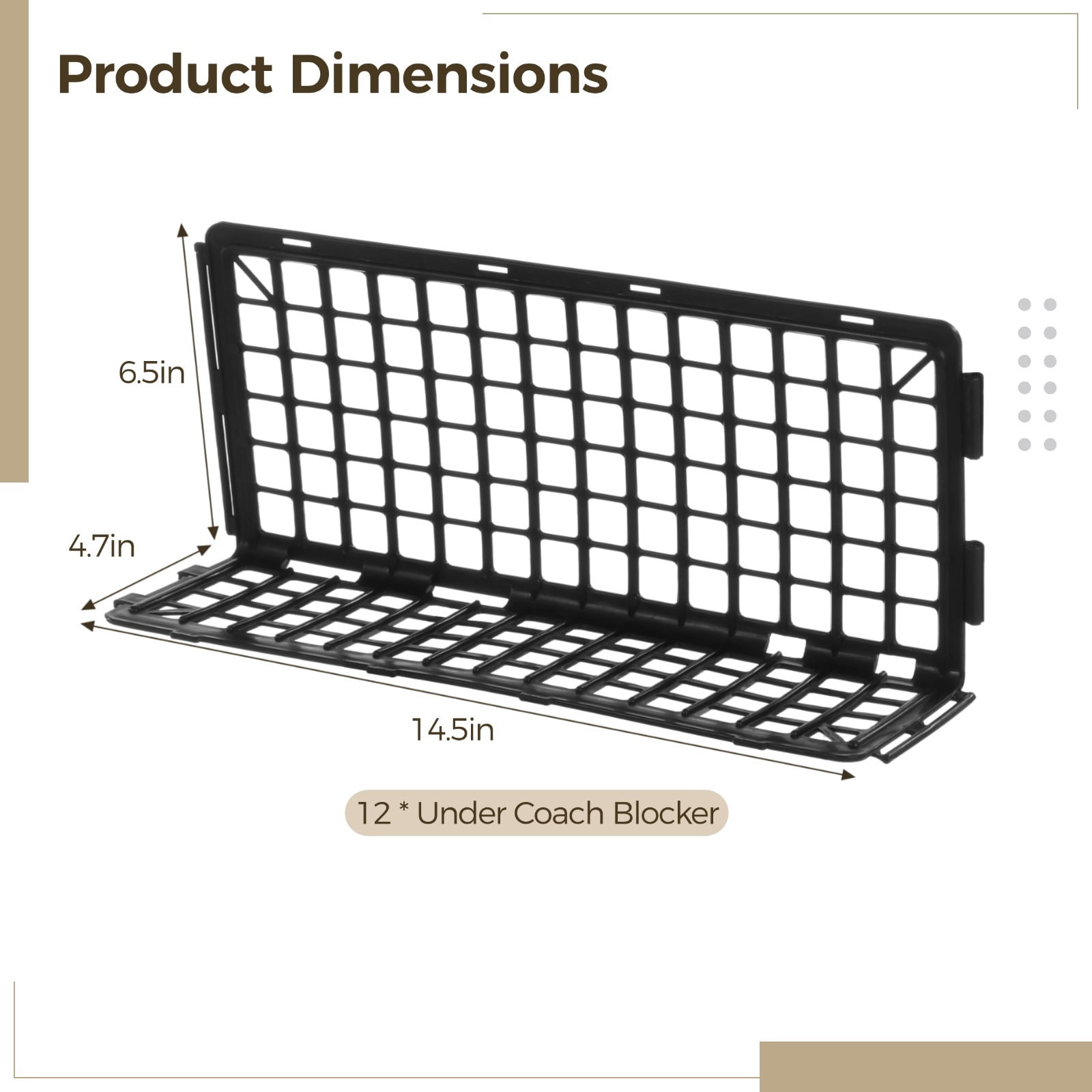 12 Pack (6.5" H,14.5" L) Under Couch Blocker and Under Bed Blocker for Pets Couch Guards,Plastic Under Couch Toy Blocker Detachable Assembly Couch Blocker for Stopping Cat or Other Things (Black)