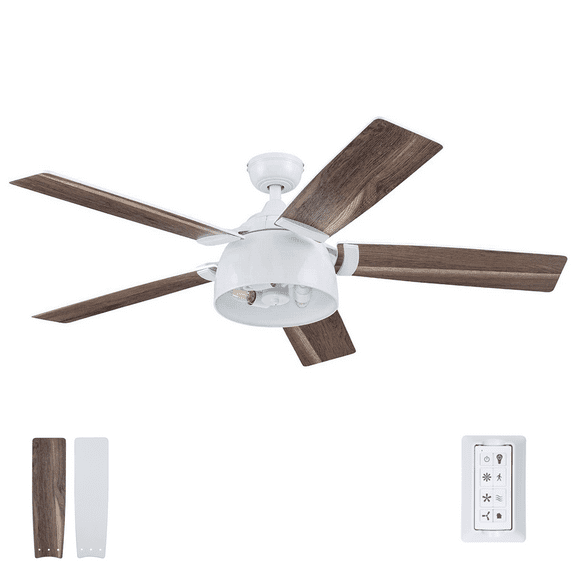 Prominence Home 52" Octavia Bright White Remote Control Ceiling Fan, 5 Blades