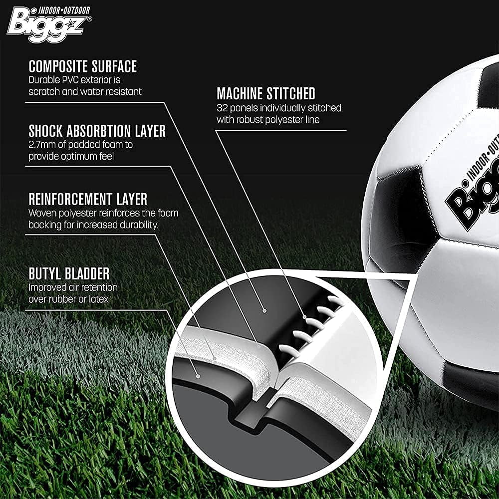 Biggz Premium Classic Soccer Balls with Hand Pumps - Size 3-6, 12, 50 Pack Options (Size 3 (Junior), 50 Pack)