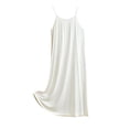 thumbnail image 2 of Blmnix Sleep Dress for Women Plus Size Nightgowns Bamboo Nightgown Chemises Nightgowns Crew Neck White Sleeveless Below-the-Knee Moo Moos for Women Nightgown, 2 of 8