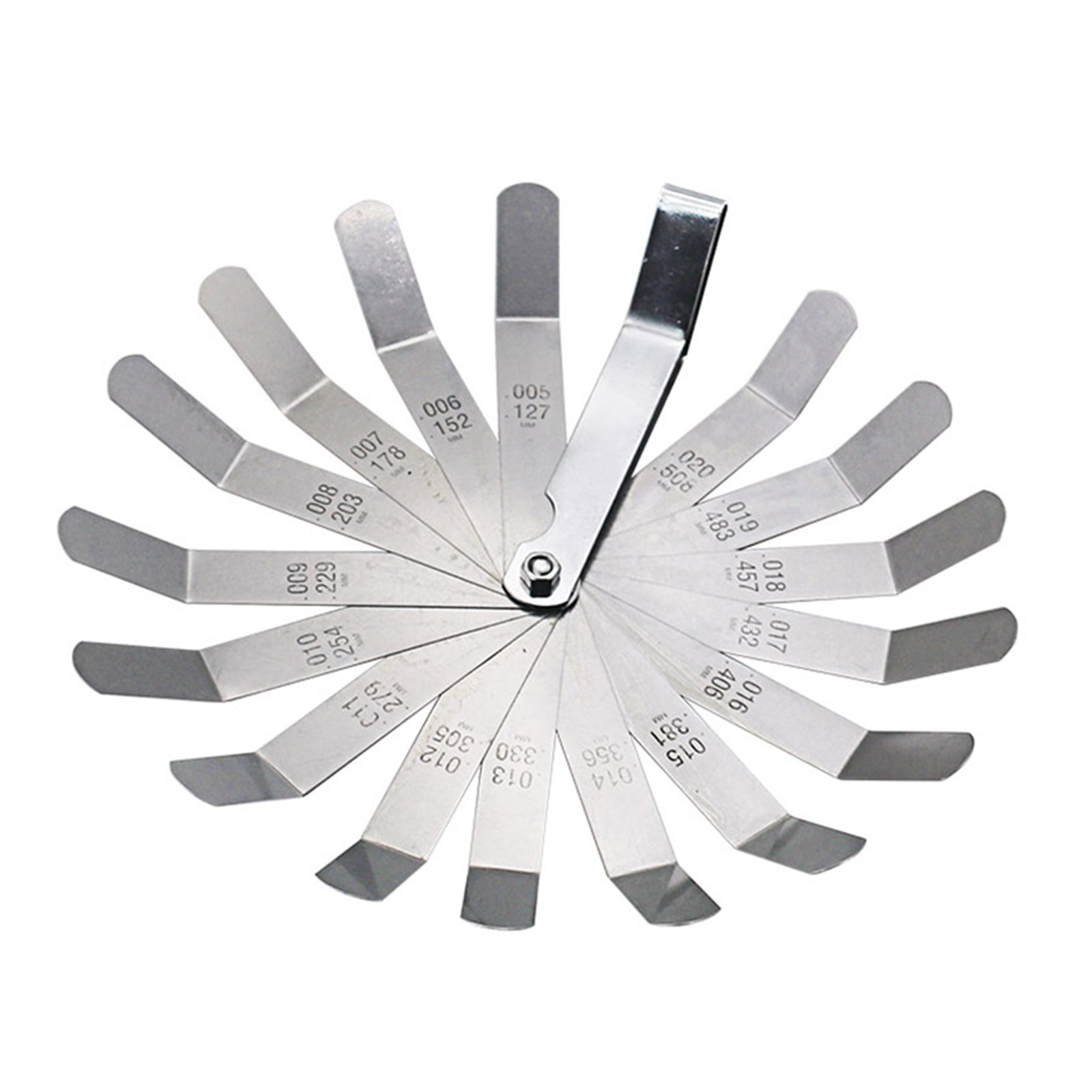 Feeler Gauge 0.127-0.508mm 0.005-0.020 Inch Valve Offset Feeler Gauge High Strength 16 Blade Easy To Use ,Easy to Use