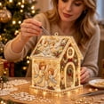 thumbnail image 6 of Christmas House Pearl Art Kit with LED Lights, Diy Bead Craft for Adults and Festive Tabletop Ornament Decor, 6 of 7