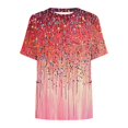 thumbnail image 4 of Short Sleeve Button-Up Blouse for Women, Plus Size Casual Pullover with Round Neck and Dual Front Pockets, Polyester Fabric, Spring Summer Wear, 4 of 7
