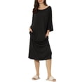 thumbnail image 2 of Camisones de noche para mujeres INSPIRE CHIC, con mangas 3/4, vestido de pijama, 2XL, negro, 2 of 6