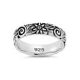 thumbnail image 3 of 925 Sterling Silver Oxidized Platinum Plated Flowers Nature Inspired Women Valentines Day Gifts Ring, 3 of 4