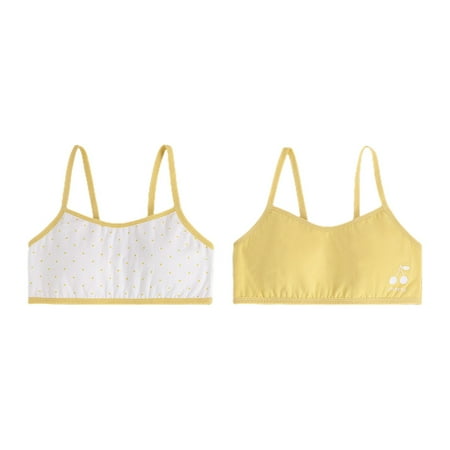 Kureaily Teen Girls  Spaghetti Strap Sports Bra Cotton Cropped Training Bra Bra With Removable Cookies 2 Pack 10-12 Years