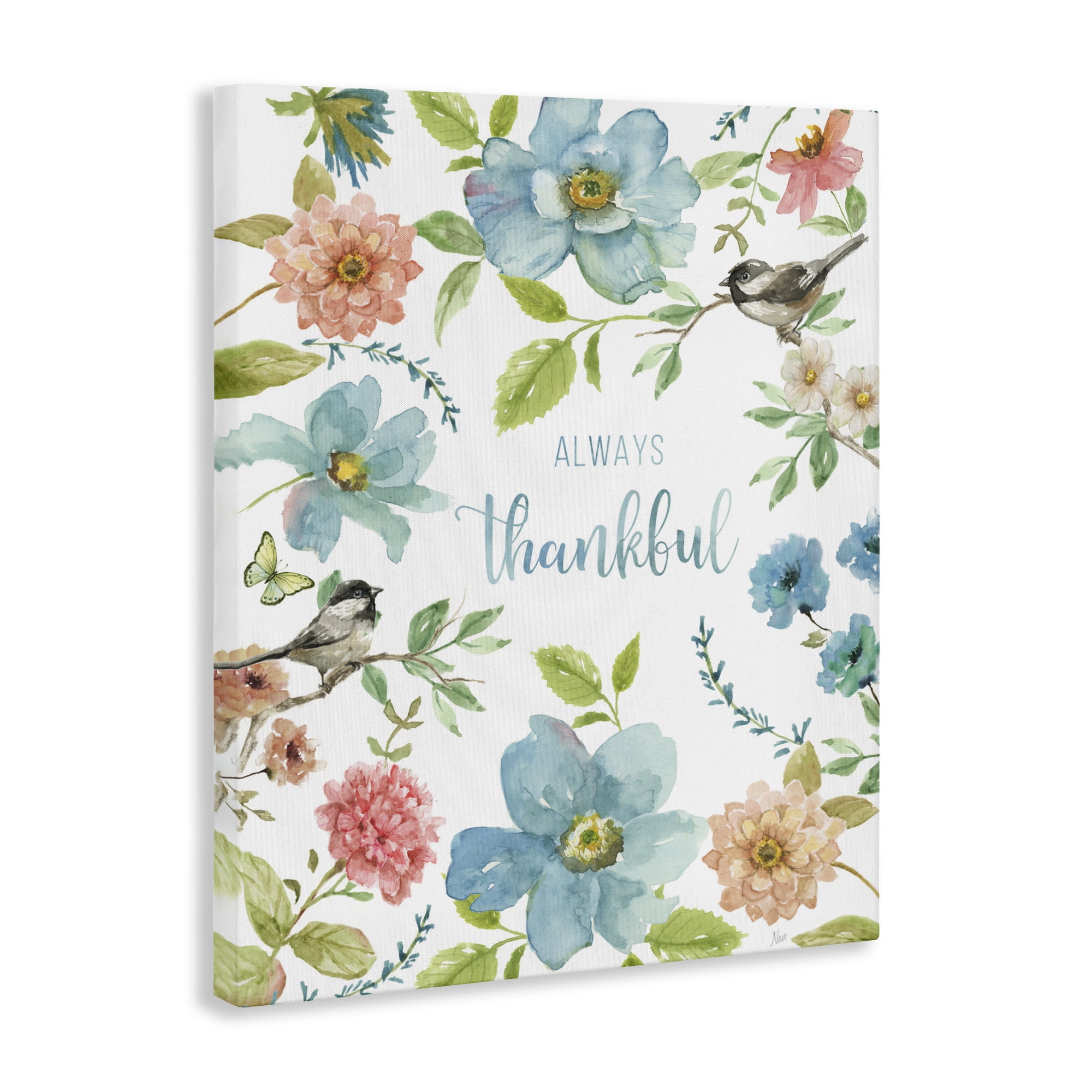 Stupell Industries Always Thankful Pink & Blue Canvas Wall Art, design by Nan