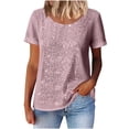 thumbnail image 5 of LIZUOJUNF Women's Sparkly Sequin Tops Y2k Round Neck Short Sleeve Shiny Glitter Club Party Shirt Blouse, 5 of 6
