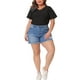 thumbnail image 2 of Camisetas de talla grande para mujeres GRACE & GRANDEUR, básicas, con cuello en V y mangas cortas, 1X, negras, 2 of 6