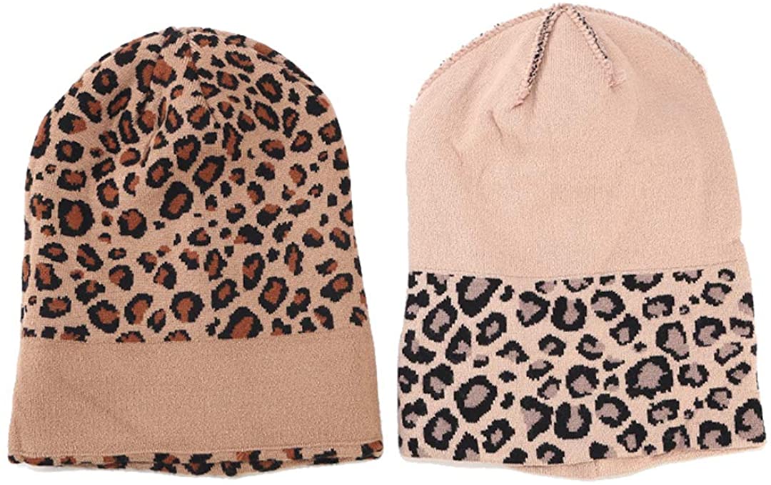 Leopard Print Beanie Hat Trendy Animal 