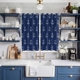 thumbnail image 2 of Navy Blue Anchor Kitchen Curtains 84 Inch Length, Nautical Coastal Summer Ocean Ship Grommet Top Bedroom Living Room Curtains, Light Filtering Cafe Curtain Drapes 2 Panels Set 104''x84'', 2 of 9