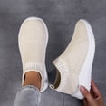 thumbnail image 4 of Running Shoes for Women Men Solid Color Knit Mesh Slip on Sock Sneakers Comfy Soft Sole Lightweight Casual Walking Shoes Beige Size 10, 4 of 6