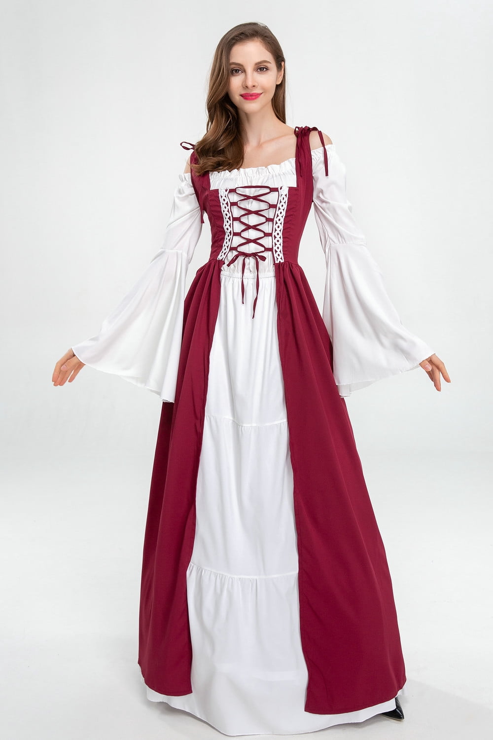 Disfraz Medieval Renacentista para Mujer, Cosplay Sobre Vestido Naranja