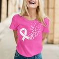 thumbnail image 2 of Womens T Shirts Breast Cancer Printed Short Sleeve Loose Tee Tops Pink Oversized Blouses XXL, 2 of 6