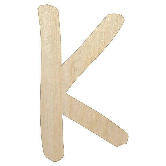 Letter K Uppercase Felt Marker Font Wood Shape Unfinished Piece Cutout Craft DIY Projects - 4.70 Inch Size - 1/8 Inch Thick