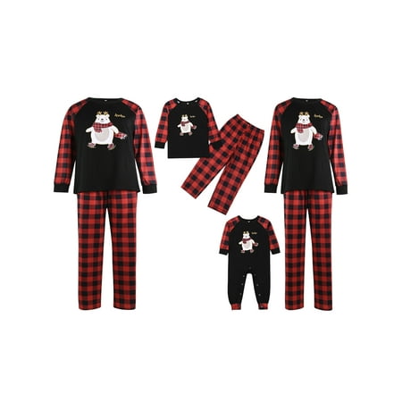 

Peyakidsaa Family Christmas Pajamas Set Long Sleeve Sleepwear Parent-Child Nightwear Pyjamas