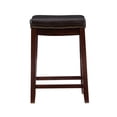 thumbnail image 4 of Linon Claridge Ensemble de Deux Tabourets de Comptoir en Bois avec Sièges en Similicuir Brun, 4 of 14