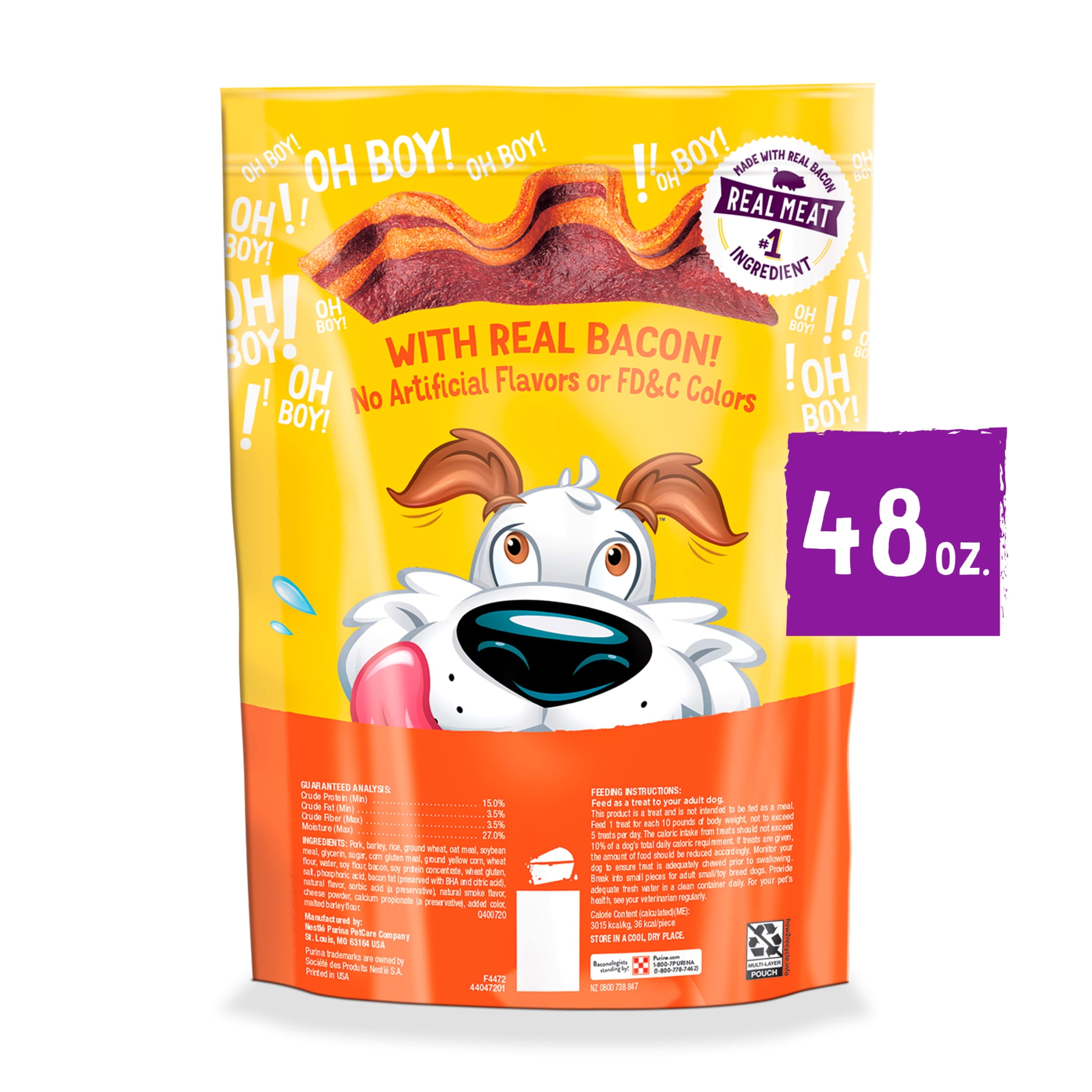 Purina Beggin' Strips Dog Treats with Real Bacon & Cheese Flavors Tender Chews, 48 oz Pouch
