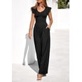 thumbnail image 4 of PRETTYGARDEN One Piece Jumpsuits For Women Dressy Ruffle Cap Sleeve V Neck Ribbed Knit Wide Leg Romper Spring Outfits, 4 of 8