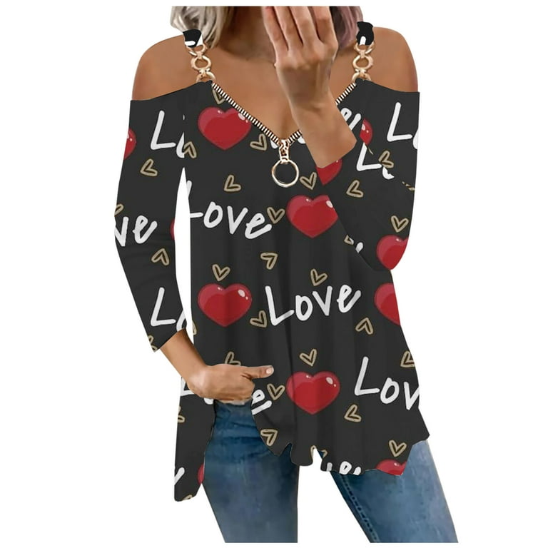 Amtdh Womens Shirts Plus Size Tops for Women Hearts Graphic Shirts