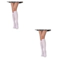 thumbnail image 2 of Sonducket Calcetines a rayas hasta el muslo por encima de la rodilla, calcetería cálida, juegos deportivos, calentadores de piernas, Día de San 2piezas Blanco Sonducket CBP379966, 2 of 5