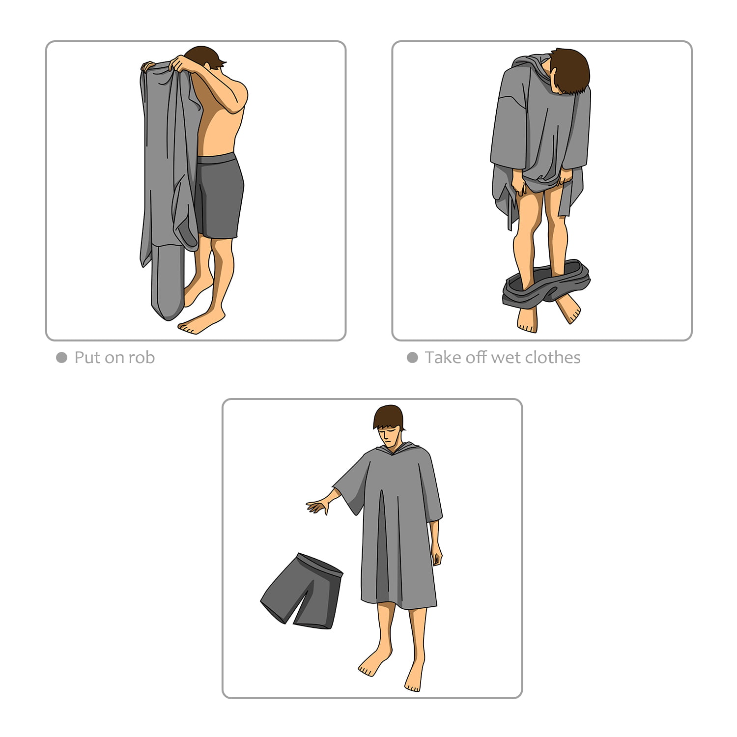 Surf Poncho Changing Towel Robe for Adults Men Women, Hooded Wetsuit Change  Poncho for Surfing Swimming Bathing, Water Absorbent, Oversized, Black 