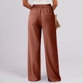 thumbnail image 5 of Bzhegqhd Women's Fashion Solid Color office Casual Button Zipper Elastic Waist Pocket Straight Pants, 5 of 8