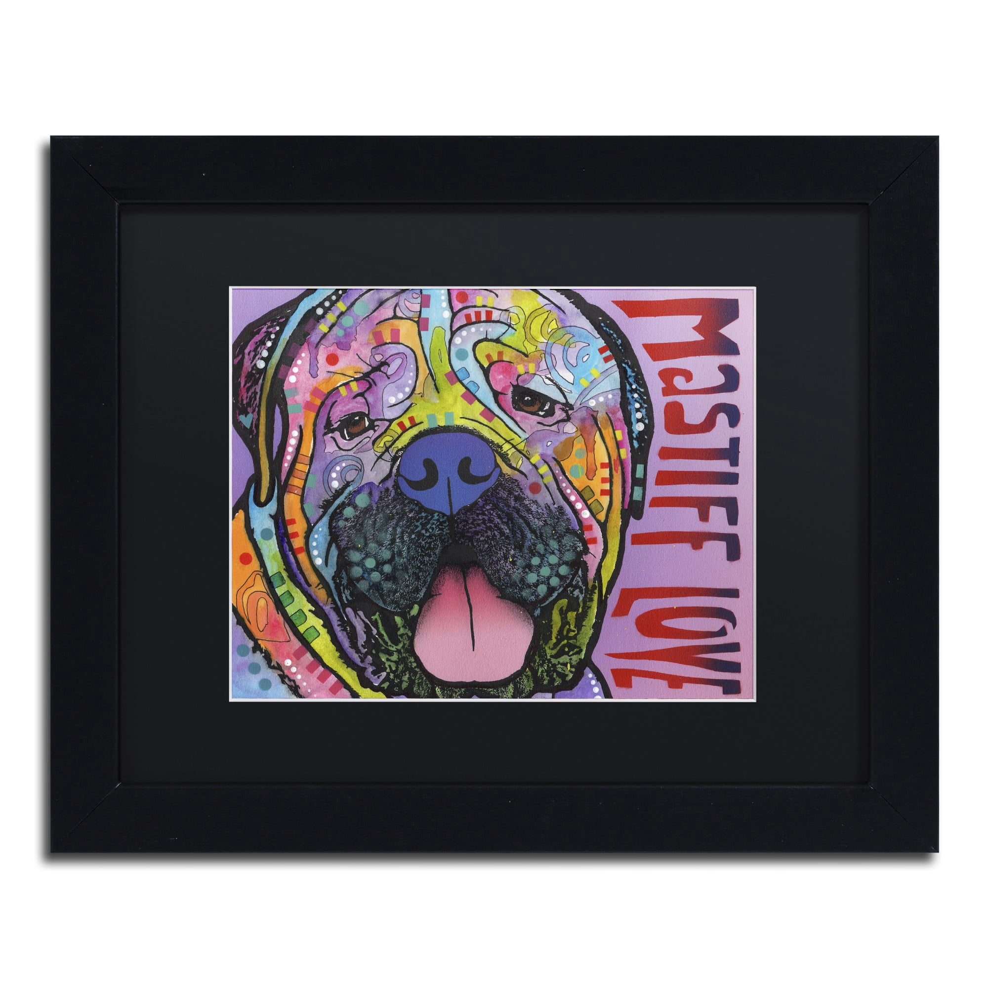 Trademark Fine Art 'Mastiff Love' Canvas Art by Dean Russo, Black Matte, Black Frame
