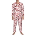 thumbnail image 3 of Disketp Red Football Mens Pajama Set, Soft Warm Long Sleeve Sleepwear, Cozy Button-Down Pjs for Men-Small, 3 of 7
