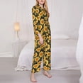 thumbnail image 3 of Honeii Vintage Black Plaid Sunflower print Women's Pajama Sets Long Sleeve Button Down Sleepwear Nightwear Soft Pjs Lounge Sets-Medium, 3 of 7