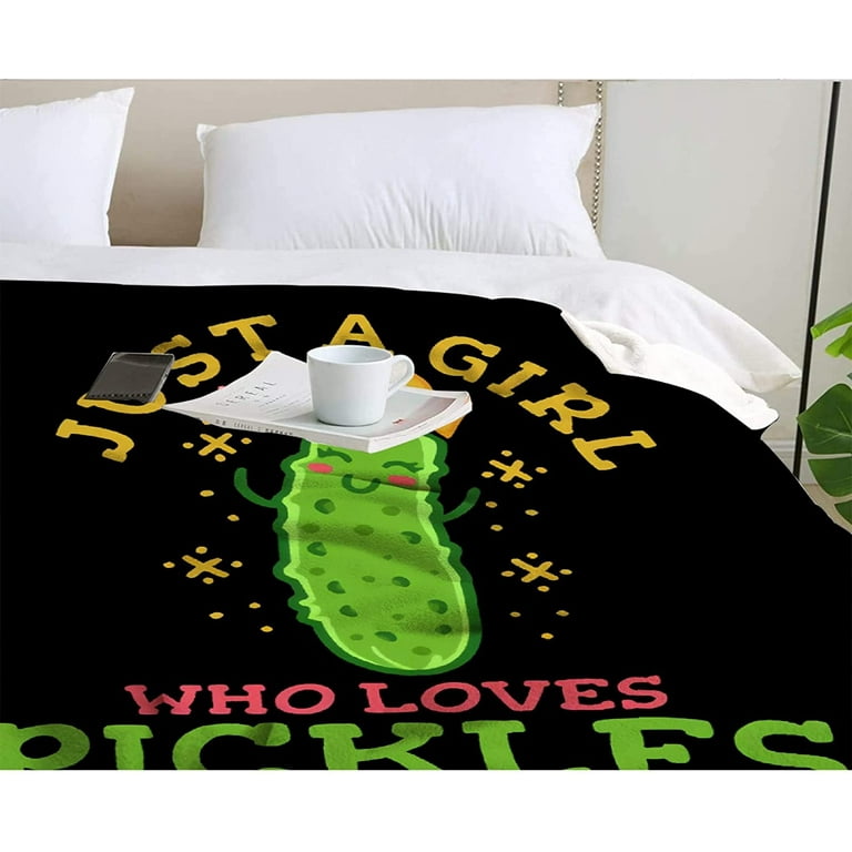 Pickles Blanket Gift for Girls Women, Just A Girl Who Loves Pickle Gifts for Pickle Lovers Cucumber Throw Blanket for Kids50x40Inch Soft Lightweight