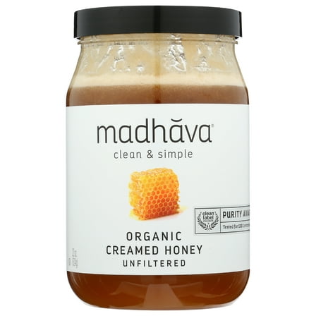 Pack of 6, Madhava Unfiltered Organic Creamed Honey, 22 oz