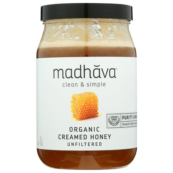 Pack of 6, Madhava Unfiltered Organic Creamed Honey, 22 oz