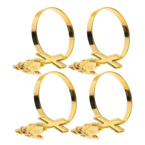Golden Napkin Rings Set of 4 Crafted from Alloy for Decor Perfect for Any Occasion