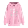 thumbnail image 2 of Hoodies for Women Trendy Cheap Ndbuld Women's Printed Off Shoulder Sleeves Long Sleeved Hooded Sweatshirt Pink 2XL, 2 of 3