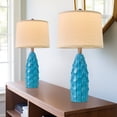 thumbnail image 3 of Oneach 23.75'' Modern Ceramic Table Lamps Set of 2, Rotary switch, Beside Nightstand Lamps for Bedroom, Water-Blue Vintage Lamps for Living Room, Office, Study, Decor, 3 of 9