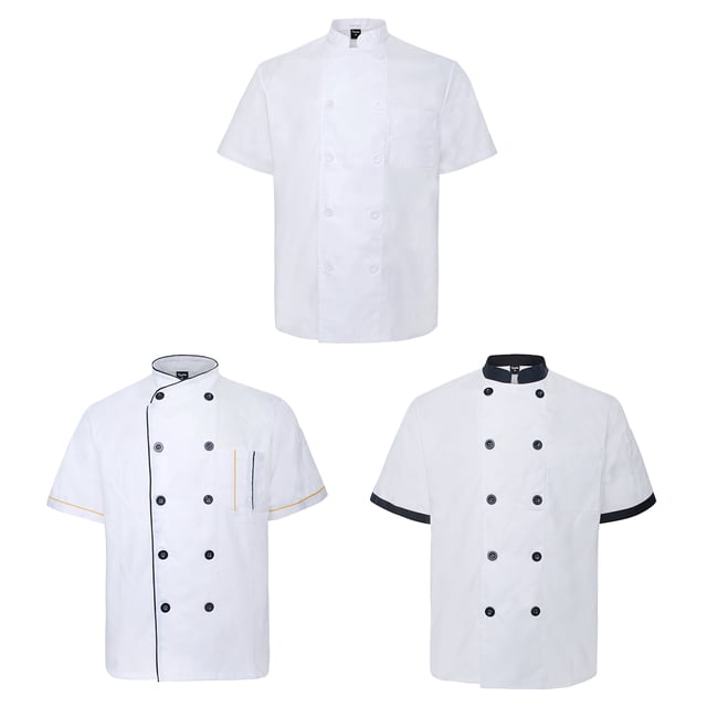 TOPTIE 3 Pack Men & Women Short Sleeve Chef Coat Jacket-set2-3XL